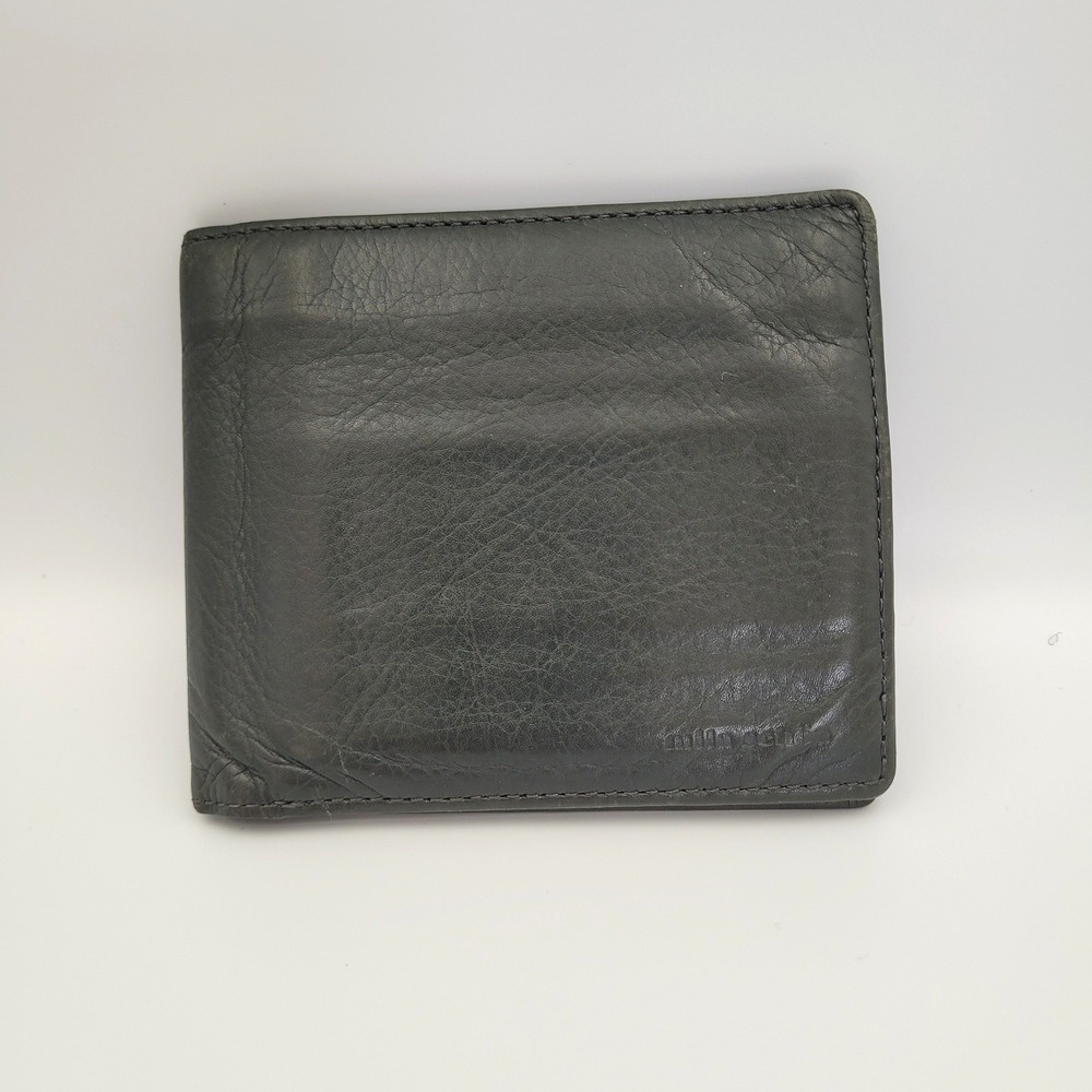 Mila Schon Mens Bifold Wallet Green Leather Card Holder Billfold